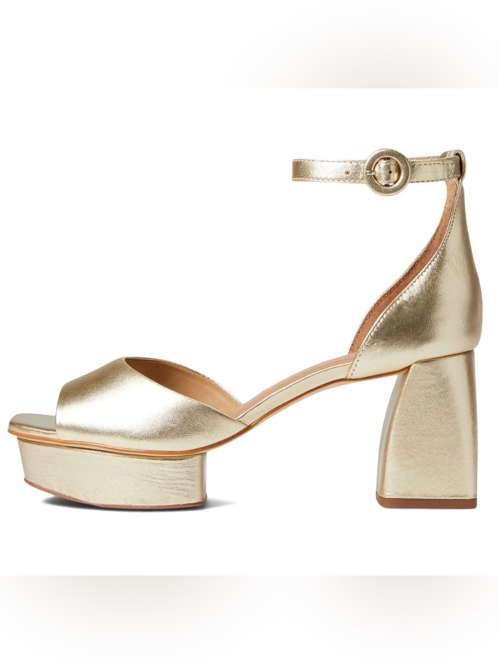 Bernardo Raleigh Gold Ankle-Strap Block Heel Sandals - Picture 3 of 6